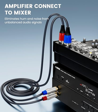 Tisino RCA to XLR Cable, 2 RCA to 2 XLR Male HiFi Cord,4N OFC, 3.3FT/1m - size: 1m