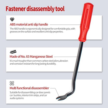 Auto Trim Removal Tool Kit, 17 Pcs Auto Car Trim Tool Set Plastic Pry Tool Kit for Car, Clip, Audio, Dashboards, Door Panel Window Molding Fastener Remover Tool Kit - color: Red