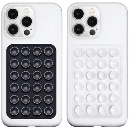 LvShuLiangPin Anteel 2 Pack Silicone Suction Phone Case Mount, Silicon Adhesive Phone Grip for Smartphones, Hands-Free Mirror Shower Phone Holder for Selfies, Tiktok Videos (Black&White) - color: Black&White