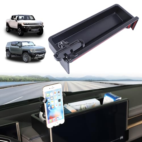 for Hummer EV Accessories Phone Holder Mount Dashboard Storage Organizer 360 Degree Rotatable Phone Holder Stand Dash Box Storage Tray for Hummer EV SUV Pickup Truck 2022-2024 2025 2026 (D)