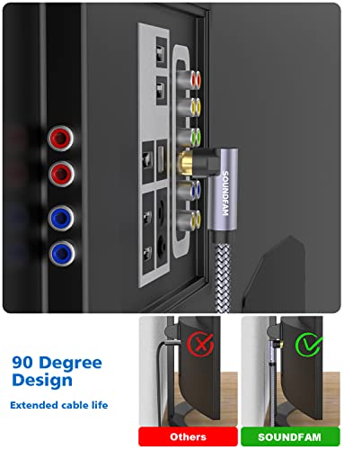 90 Degree Subwoofer Cable 30ft/10M,Right Angle RCA Cable Male to Male for Subwoofer，Amplifier-Grey - size: 30ft/10M, style: 90 Degree RCA to RCA