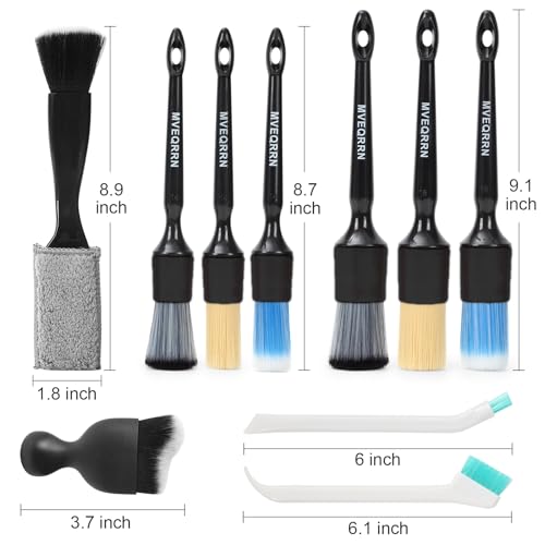 MVEQRRN 10PCS Car Detailing Brush Set,Boars Hair Detail Brush Kit(Black) - color: 10pcs detail brush set black