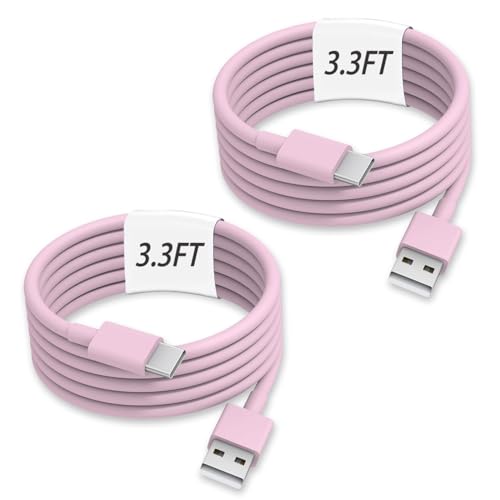 Pink Car Accessories USB C Cable 3ft Car Charger for i Phone 17E USB A to C Fast Charging for iPhone 17 Air 15 Pro Max 16 Plus, iPad Air Pro, Samsung Galaxy Z Flip 7/6/5/4/Z Fold SE/A16/A15/A54 2Pack - color: PINK A-C 3FT ×2