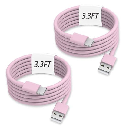 Pink Car Accessories USB C Cable 3ft Car Charger for i Phone 17E USB A to C Fast Charging for iPhone 17 Air 15 Pro Max 16 Plus, iPad Air Pro, Samsung Galaxy Z Flip 7/6/5/4/Z Fold SE/A16/A15/A54 2Pack - color: PINK A-C 3FT ×2