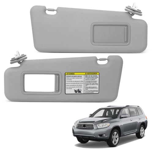 ItranMc Sun Visor Driver&Passenger Side for 2008-2013 Toyota Highlander - color: (Gray)Left & Right Side