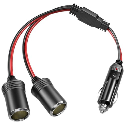 Energeaster 16 Inch 1 to 2 Car Cigarette Lighter Splitter with LED Light - size: adapter-1 to 2