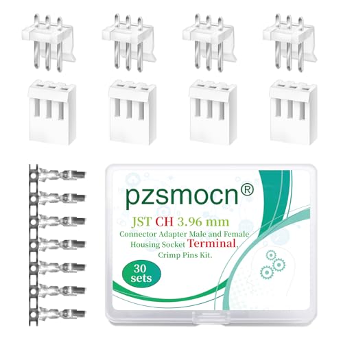 150 Pieces / 30 Sets JST CH 3.96mm 3 Pin 24-18 AWG Connector Kit - size: 3-Pin, style: JST-CH