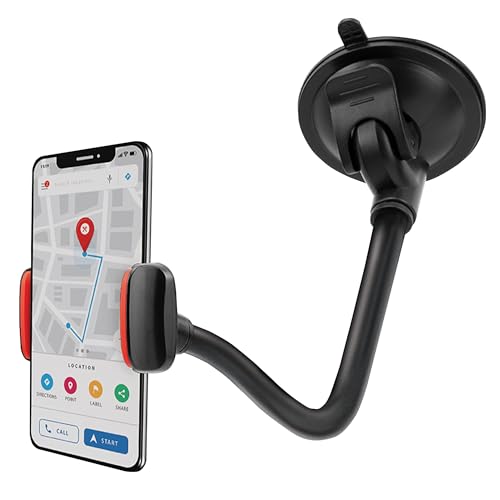 Car Phone Holder, Windshield Suction Cup Mount, 14.75” Flexible Gooseneck - style: Clamp with Suction