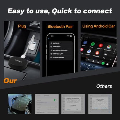 KALOS Android Auto Wireless Adapter,Convert Factory Wired to Wireless,Instant Connection,Plug & Play, Auto-Connect,Compatible with Android 11+ & Cars from 2015