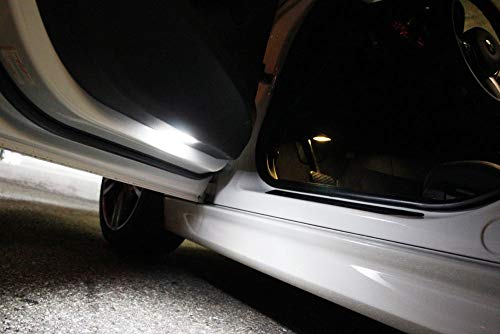 iJDMTOY Error Free 18-SMD Xenon White Full LED Footwell Step Courtesy Lights Compatible with BMW Fxx Chassis Code 1 2 3 4 5 7 Series X1 X3 X5 X6 etc., OEM Replacement 2-LED Lamp - style: White