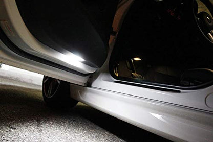 iJDMTOY Error Free 18-SMD Xenon White Full LED Footwell Step Courtesy Lights Compatible with BMW Fxx Chassis Code 1 2 3 4 5 7 Series X1 X3 X5 X6 etc., OEM Replacement 2-LED Lamp - style: White