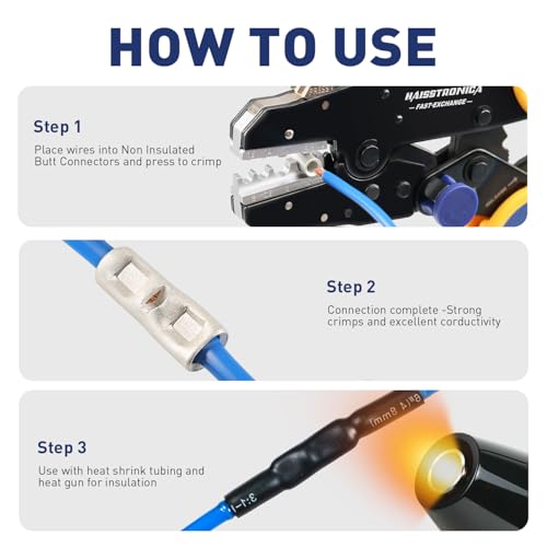 haisstronica 비절연 버트 커넥터 AWG 4 주석 도금 구리 10개 - size: 4 AWG