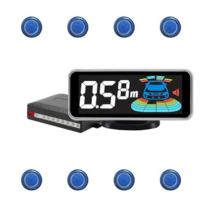 Backup Parktronic System 8-Sensor with LCD Display & Car Keychain,Distance Detection (Meter/Feet),English/Spanish/Beep Alert Options 20 Color Probes:8 Main Colors 20mm Compact Elegant Design - color: Blue