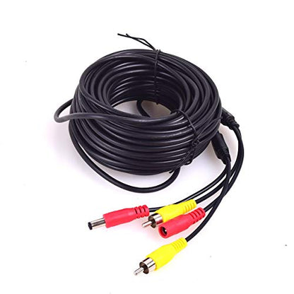 EKYLIN Car RCA DC Video Extension Cable for Backup Camera CCTV Security Truck Bus Trailer Reverse Parking System (10 Meters/32 Feet) - 2 in 1 RCA Video & DC Power Cable - size: 10m/32ft