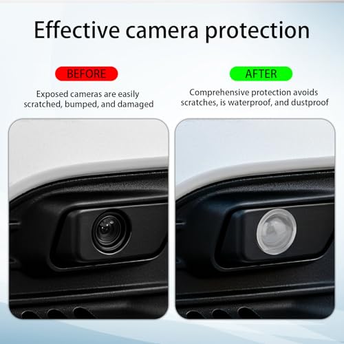 4pcs Car Camera Lens Protector, HD 360° Protection Backup Rear View Camera Protective Sticker Waterproof Rain Shield & Anti-Scratch Cover with 2 Cleaning Cloth Accessories for Most Vehicles