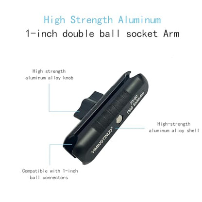 Double Socket Arm Compatible with RAM Mounts B Size 1" Ball Components for Bike/Motorcycle/ATV Phone Mount, Black (Medium Arm-Black) - size: M