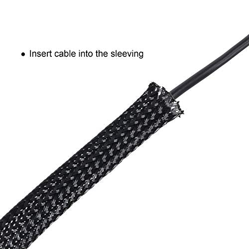 Boao 50ft PET Expandable Braided Cable Sleeve, Wire Loom Braid Sleeving with 127 Pieces Shrink Tube for Audio Video and Other Home Device Cable Automotive Wire(1 Inch, 1/4 Inch, 3/4 Inch,Black) - color: Black, size: 1 Inch, 1/4 Inch, 3/4 Inch