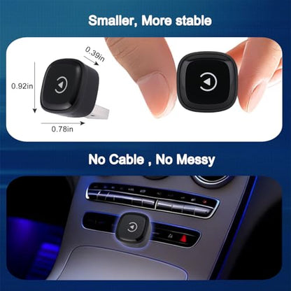 Wireless CarPlay Adapter for Apple Car Play, Small Mini Edition, Converts Factory Wired to Wireless CarPlay, Plug & Play Adapter for Apple iPhone iOS 10+ & Cars from 2015+(2026 Upgrade Black)