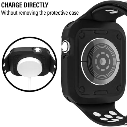 D & K Exclusives Compatible with Apple Watch 42mm Case, Shockproof Sport Protective Bumper Case for iWatch Women Men Kids GPS iWatch Series 3/2/1, Black, White - color: Black, White