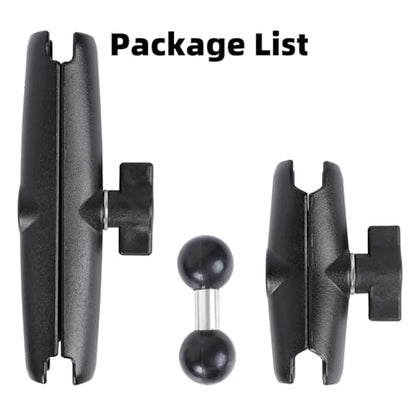 Dual Extension Double Socket Arm with 1" Double Ball Adapter Compatible with RAM B Size Mount and Other 1 inch Industry Standard Device, 360° Rotation Rod for Bike, Truck, Car (10.47" Length) - size: 10.47 " length