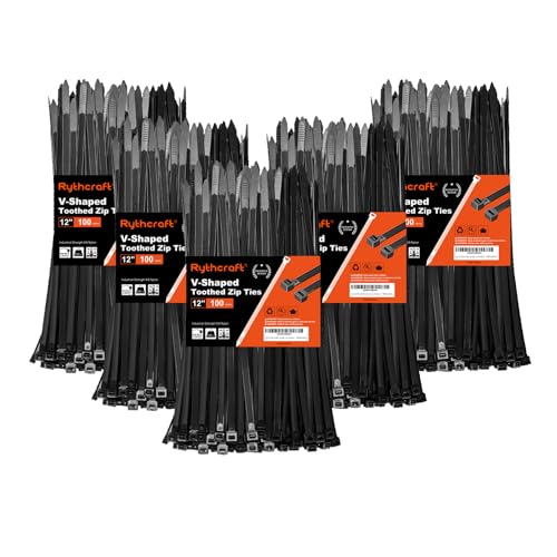 Zip Ties Heavy Duty 12 inch，V-Shaped Toothed Double Sided With 200 LBS Tensile Strength Cable Ties ，Extra Large Wire Ties Adjustable Nylon Tie Wraps for Indoor Outdoor Patented Design（400 Pack Black） - size: 12 inch 400 Pack V-Shaped （200 Lbs ）