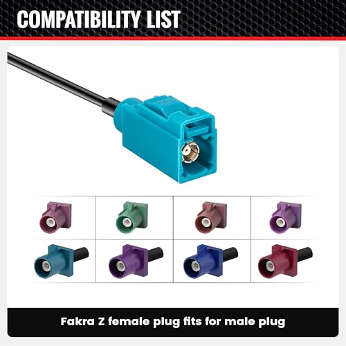 RED WOLF Fakra Z Female to RCA Female Cable Plug for Mercedes Benz Volvo Land Rover Retain OEM Navigation Stereo, Install Aftermarket Backup Reversing Camera Fakra Connector RCA Female Wire Adapter
