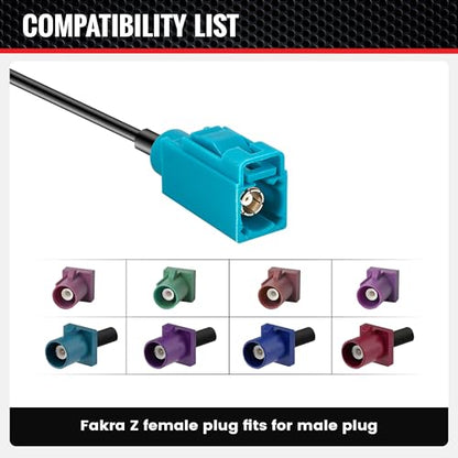 RED WOLF Fakra Z Female to RCA Female Cable Plug for Mercedes Benz Volvo Land Rover Retain OEM Navigation Stereo, Install Aftermarket Backup Reversing Camera Fakra Connector RCA Female Wire Adapter