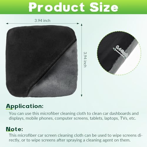 Car Screen Cleaner, Square Microfiber Screen Cleaning Cloth, Car Screen Double Sided Dust Removal Cleaning Wipes, Foldable Touch Screen Cleaner Cloth for Vehicle Dashboard LCD Display