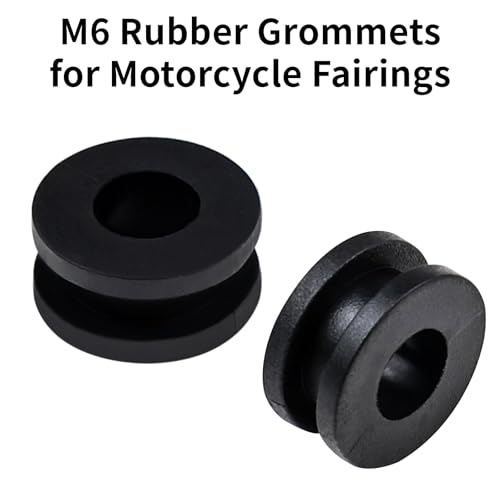 M6 Rubber Grommets Kit for Motorcycle Fairing, 10PCS Rubber Grommet Bushings Compatible with Yamaha Honda Kawasaki Suzuki, ATV Body Panel & Cowling Mount Replacement