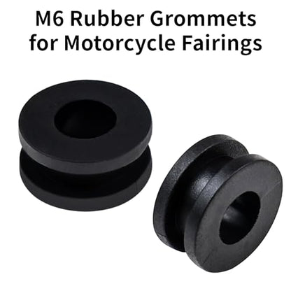 M6 Rubber Grommets Kit for Motorcycle Fairing, 10PCS Rubber Grommet Bushings Compatible with Yamaha Honda Kawasaki Suzuki, ATV Body Panel & Cowling Mount Replacement