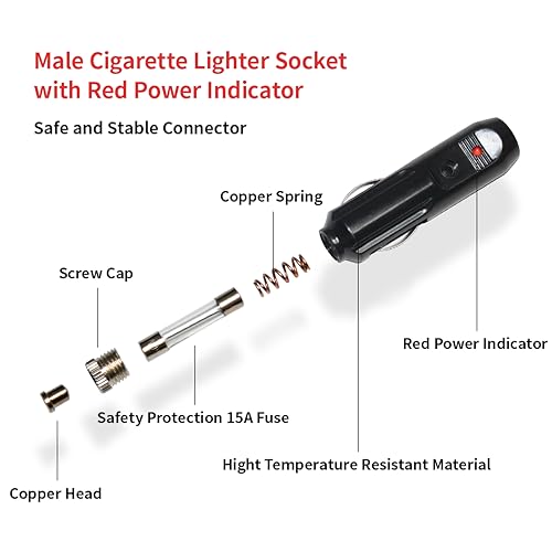 ELFCULB SAE to 12V Cigarette Lighter Male Plug Cable 14AWG 20FT for RV - color: SAE to PLUG, size: 20FT