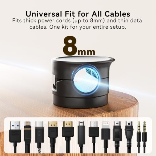 5 in 1 Magnetic Cord Organizer Set + 1 * 360°Rotating Cable Clips [ 1S Lock & Cable Smooth Adjustable] Strong Adhesive Cord Holder for Car Office Desk Cable Management, Desk Accessories for Men Women