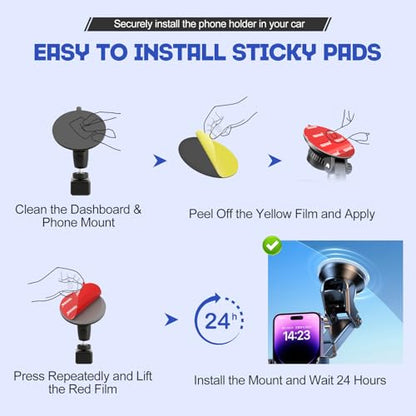 Adhesive Sticky Pads for Car Phone Mount, 4pcs Heavy Duty Mounting Tape for Vehicle Phone Holder, Heat Rresistant Double-Sided Mounting Sticker for Car Windshield Dashboard CellPhone Mount GPS EZ Pass - size: 2.76“ / 70mm