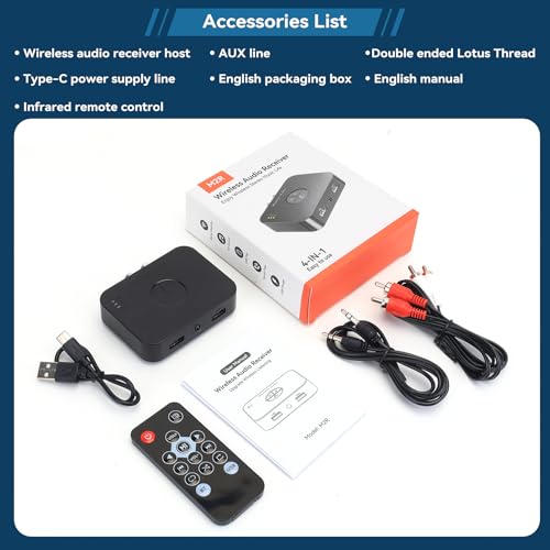 M2R Bluetooth 6.0 Receiver Adapter - Audio Streaming for Home Stereo, Speakers, Amplifiers with Low Latency - Supports RCA/AUX/USB Output, Hi-Fi Sound Quality