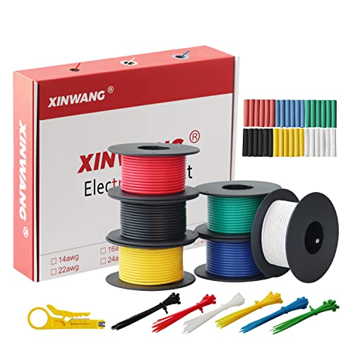 XINWANG 20 AWG Silicone Wire Kit, Tinned Copper, 6 Colors, 20 ft Each - size: 20 AWG (0.5 mm² / 6 M) - Silicone