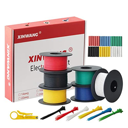 XINWANG 20 AWG Silicone Wire Kit, Tinned Copper, 6 Colors, 20 ft Each - size: 20 AWG (0.5 mm² / 6 M) - Silicone