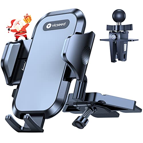 VICSEED Car Phone Holder with Metal CD Slot & Air Vent Clip [Secure Hold] - color: Black