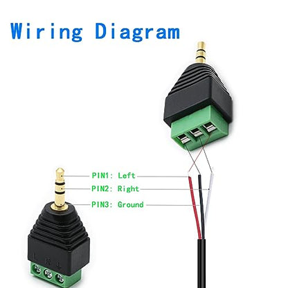 3-Pack 3.5mm 3 Pole TRS Stereo AV Male to 3-Screw Terminal 1/8 Inch TRS Stereo Male Plug to 3-Pole Screw Block Soldless Repair Adapter for AUX Cable and IR Extension Cable