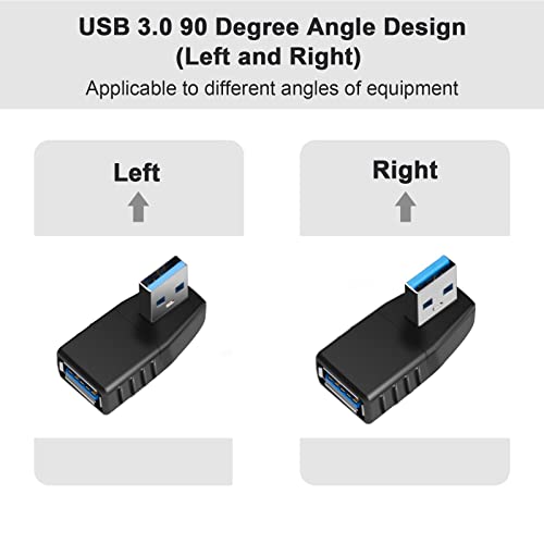 Oxsubor USB 3.0 Adapter 90 Degree Male to Female Coupler Connector Plug Left Angle and Right Angle - style: usb 3.0 adapter left and right