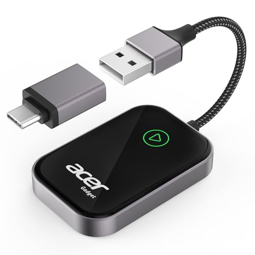 acer CarPlay Wireless Adapter for Apple — iPhone Wireless Apple CarPlay Wireless Adapter Upgrade Wired CarPlay to Wireless for Seamless Music Navigation Calls and Messages