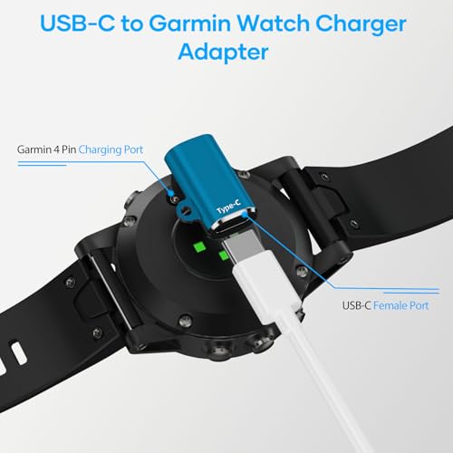 Charger Adapter for Garmin Watch 4-Pack,USB C to Garmin Charging Data Cable Adapter for Forerunner 55/165/970/570/945,Cirqa Smart Band,Vivoactive 6 5 4S,Fenix 9 Pro 8 7 6,Venu 4/3/3S,Epix Pro 2, Blue - color: BLUE