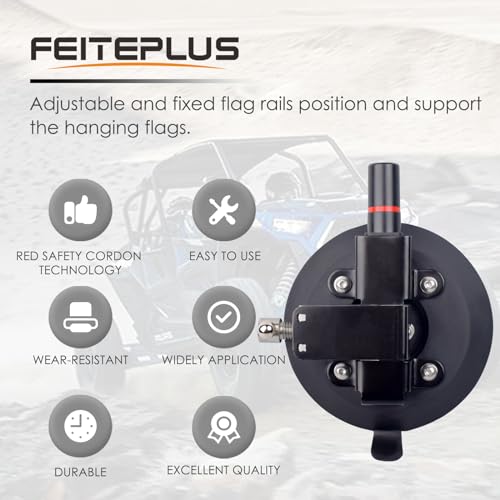 Update Suction Cup Pole Stand Universal Car Aluminum Alloy Flag Pole Bracket Black for Vehicle Off-Road ATV UTV Jeep Wrangler & House Outdoor