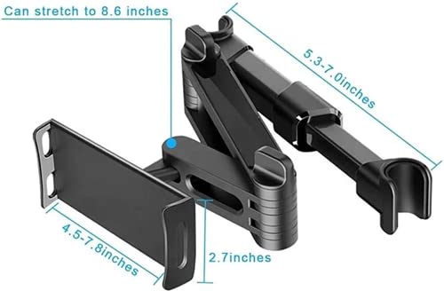 SaharaCase Headrest Car Mount for Most Cell Phones and Tablets 4.7 to 12.9 Inches Aluminum Alloy Construction Rugged Protection Anti-Slip Grip 360-Degree Rotation Extendable Arm - Black