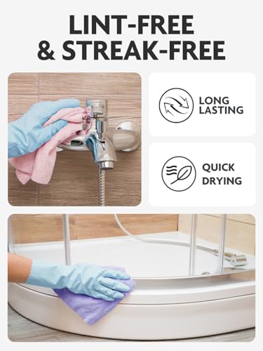 Fantasticlean Microfiber Cleaning Cloth Roll- 60 Sheets,12" (Pink,Lavender) - color: Lavender and Pink, size: 60 pack