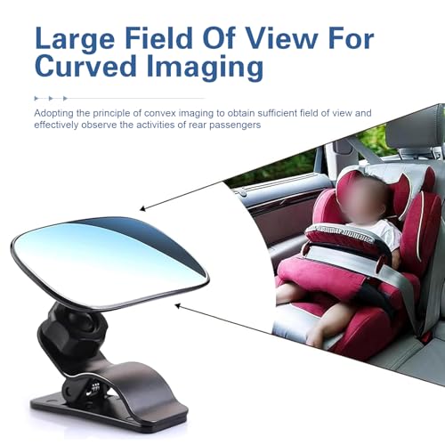 Car Interior Rearview Baby Mirror, Wide Angle HD Convex Car Mirror for Baby, 360° Rotation Adjustable Clip-on Auto Seat Mirrors, Universal Auto Seat Child Rearview, Kid Cars Accessory