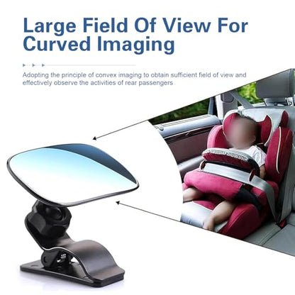 Car Interior Rearview Baby Mirror, Wide Angle HD Convex Car Mirror for Baby, 360° Rotation Adjustable Clip-on Auto Seat Mirrors, Universal Auto Seat Child Rearview, Kid Cars Accessory