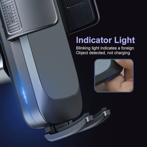 15W Wireless Car Charger Mount, Auto-Clamping Phone Holder for Car Vent, Fast Charging Car Phone Mount Compatible with iPhone & Samsung