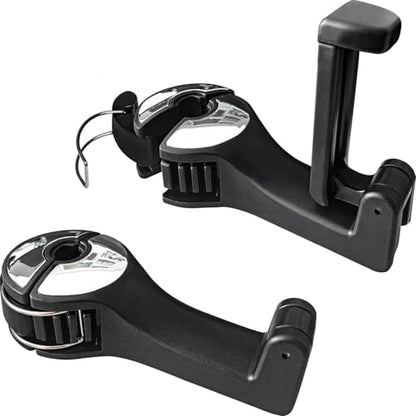 Generic 2-in-1 Car Seat Hooks with Phone Holder, Universal Fit, 2 Count, 33 lbs Capacity Each, Compatible with Car (Headrest), PORTABLE ELECTRONIC DEVICE MOUNT - color: Black, size: Seat Stand
