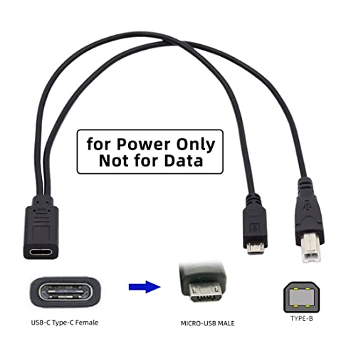 chenyang USB C Splitter Multi Charging Cable,USB C 1 to 2 USB B/Micro USB Charge Extension Cable Supports Charging Two Devices at The Same Time 0.98FT/0.3M - style: USB C to USB B ＆ Micro USB
