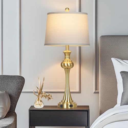 CINSARY Gold Table Lamps Set of 2, 29" Bedside Lamps for with USB C+A - color: Gold-set of 2